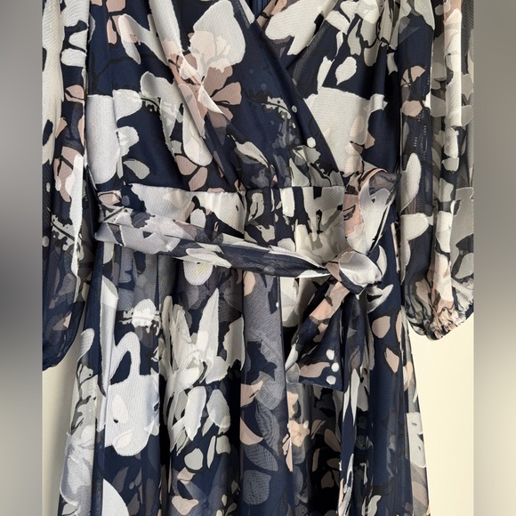 DKNY navy floral print chiffon maxi dress NWT - Picture 4 of 10